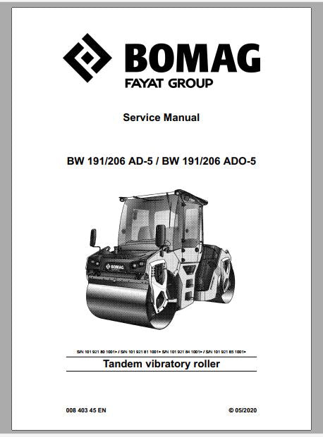 MANUAL DE SERVIÇO - BOMAG BW 191 206 AD-5