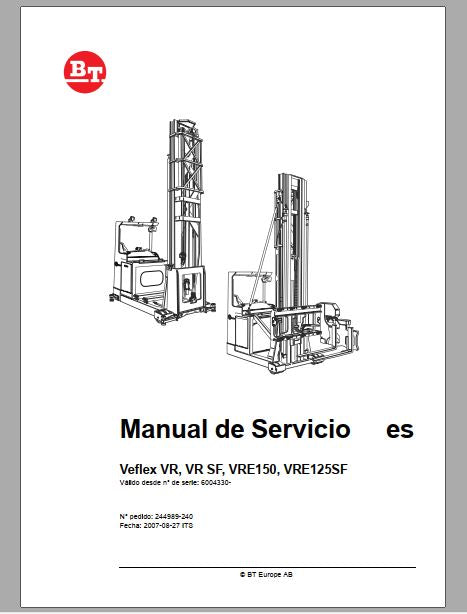 MANUAL DE SERVIÇO - BT VEFLEX VR, VR, SF