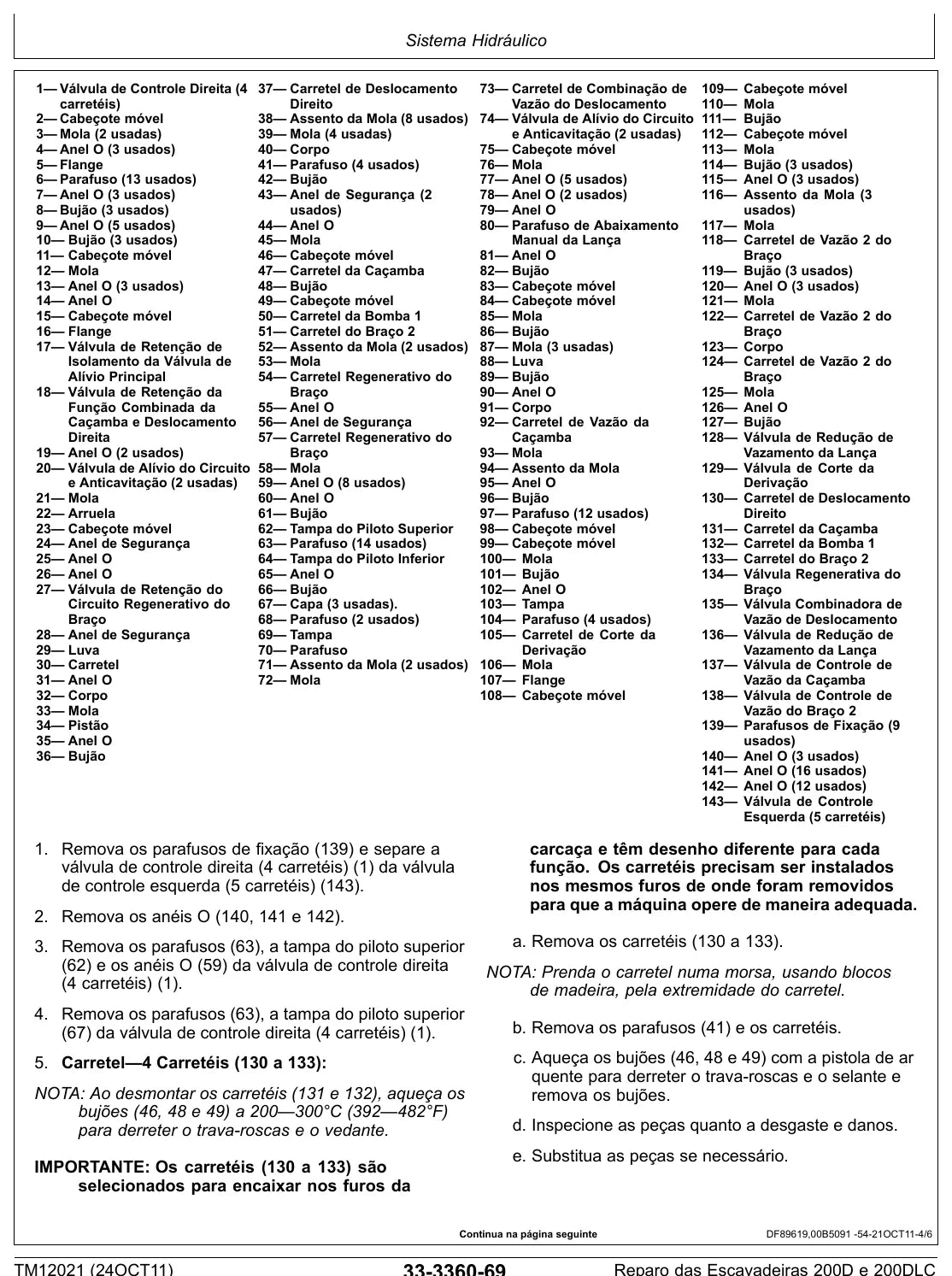 Manual de Serviço John Deere 200DLC — figura de reparo (página interna do PDF)