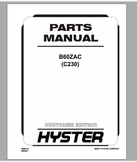 CATALOGO DE PEÇAS PDF PALETEIRA B60ZAC - HYSTER