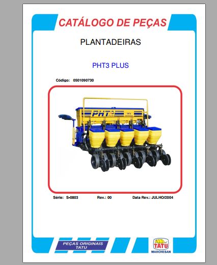 CATALOGO DE PEÇAS PDF PLANTADEIRA PHT3 PLUS - TATU MARCHESAN