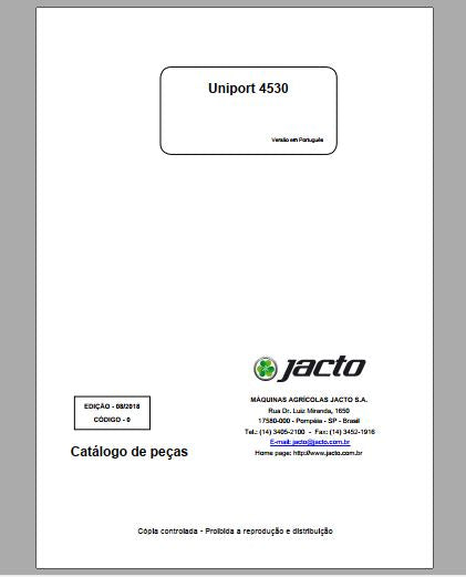 CATALOGO DE PEÇAS PDF PULVERIZADOR UNIPORT 4530 - JACTO