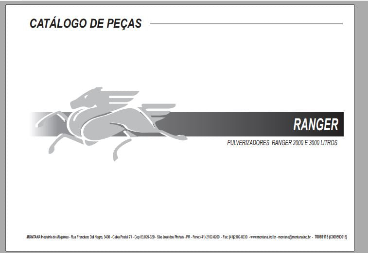 CATALOGO DE PEÇAS PDF PULVERIZADORES RANGER 2000 E 3000 LITROS - MONTANA