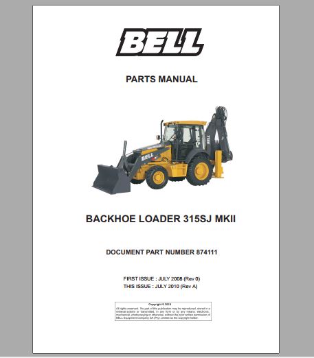 CATALOGO DE PEÇAS PDF RETROESCAVADEIRA 315SJ MKII - BELL