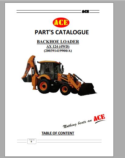 CATALOGO DE PEÇAS PDF RETROESCAVADEIRA AX 124 4WD - ACE
