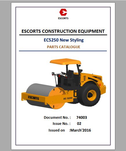 CATALOGO DE PEÇAS PDF ROLO VIBRATÓRIO 2016 EC 5250 - ESCORTS