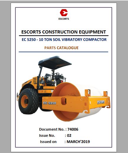 CATALOGO DE PEÇAS PDF ROLO VIBRATÓRIO 2019 EC 5250 - ESCORTS