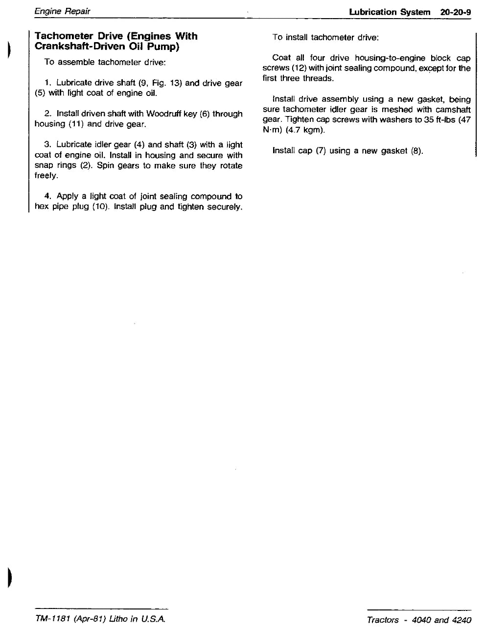 Manual de Serviço John Deere 4040 · 4240 — diagrama técnico (página interna do PDF)