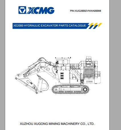 CATALOGO DE PEÇAS PDF ESCAVADEIRA HIDRÁULICA XE2000 - XCMG
