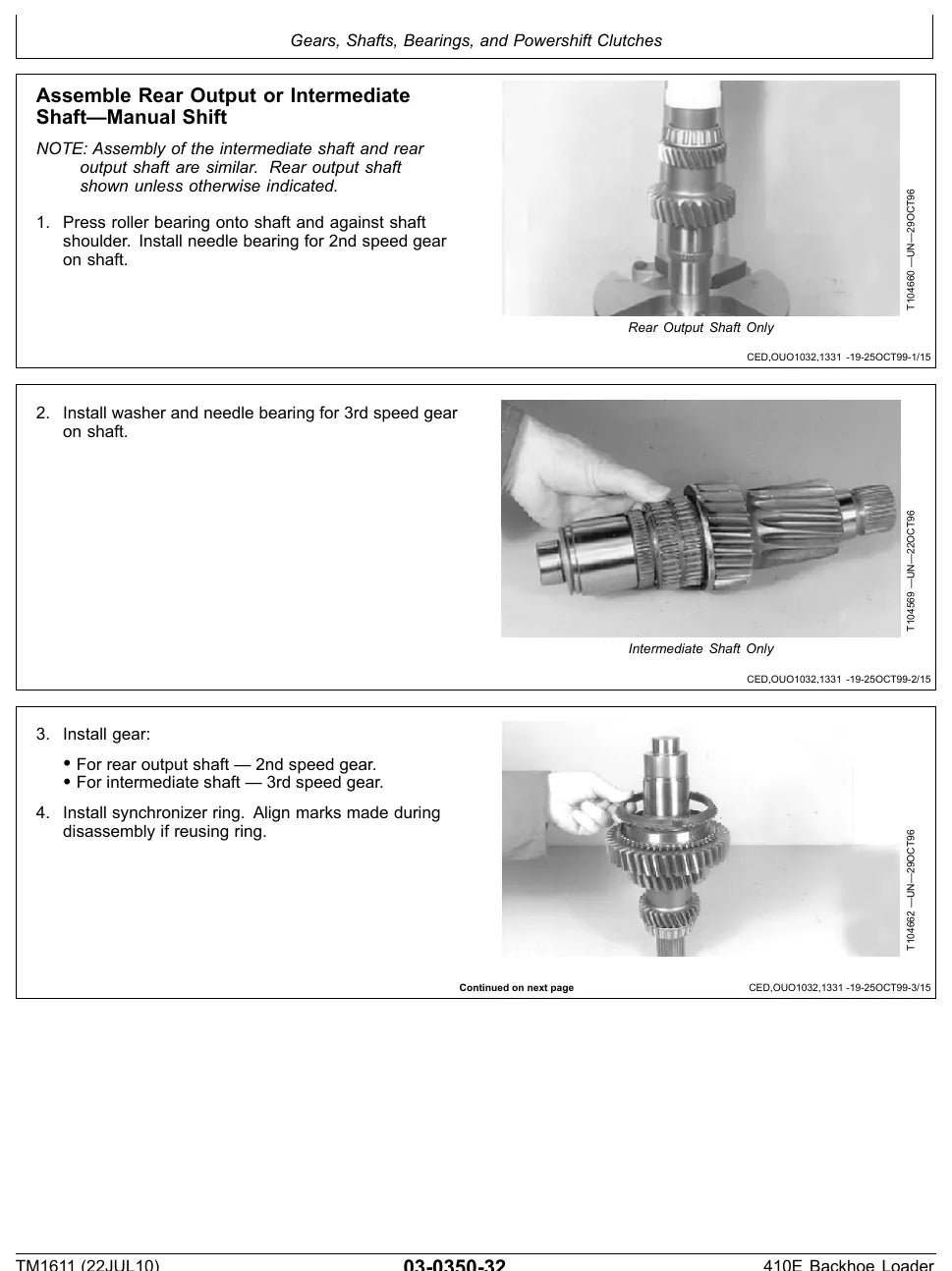 Manual de Serviço John Deere 410E — procedimento de serviço (página interna do PDF)