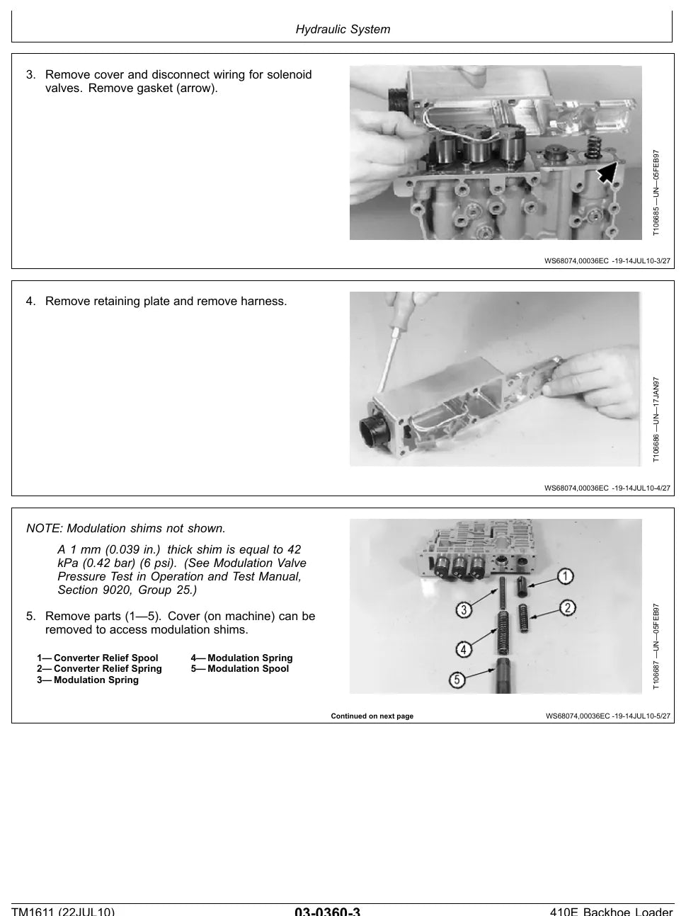 Manual de Serviço John Deere 410E — tabela/esquema técnico (página interna do PDF)