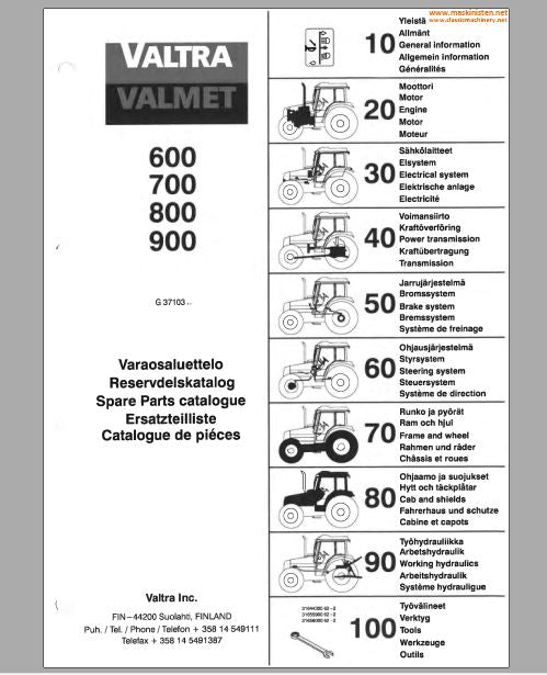 CATALOGO DE PEÇAS TRATOR 600 700 800 900 VALTRA