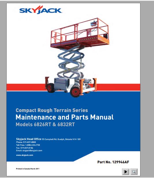 MANUAL DE MANUTENÇÃO E PEÇAS PDF ELEVADOR TESOURA 6826RT 6832RT - SKYJACK