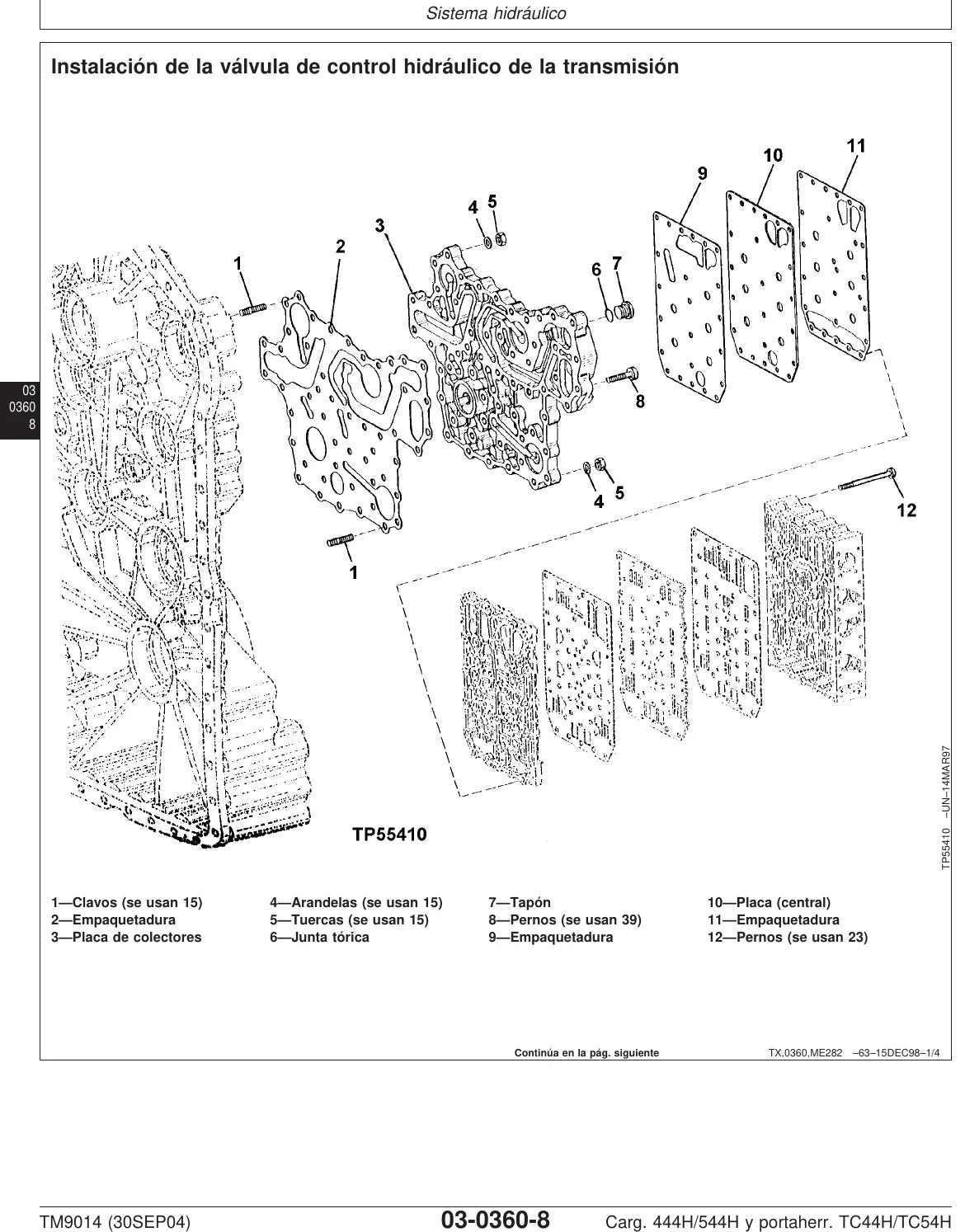 Manual de Serviço John Deere 444H · 544H · TC44H · TC54H — procedimento de serviço (página interna do PDF)