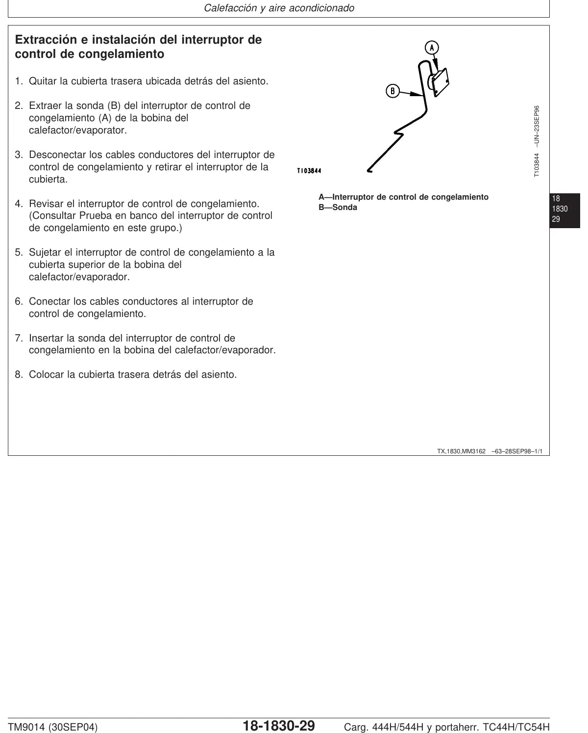 Manual de Serviço John Deere 444H · 544H · TC44H · TC54H — figura de reparo (página interna do PDF)