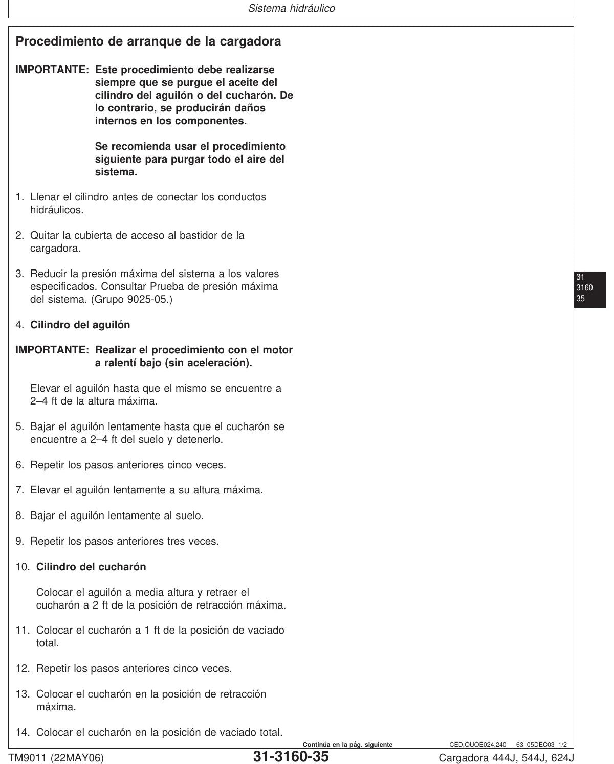 Manual de Serviço John Deere 444J · 544J · 624J — figura de reparo (página interna do PDF)