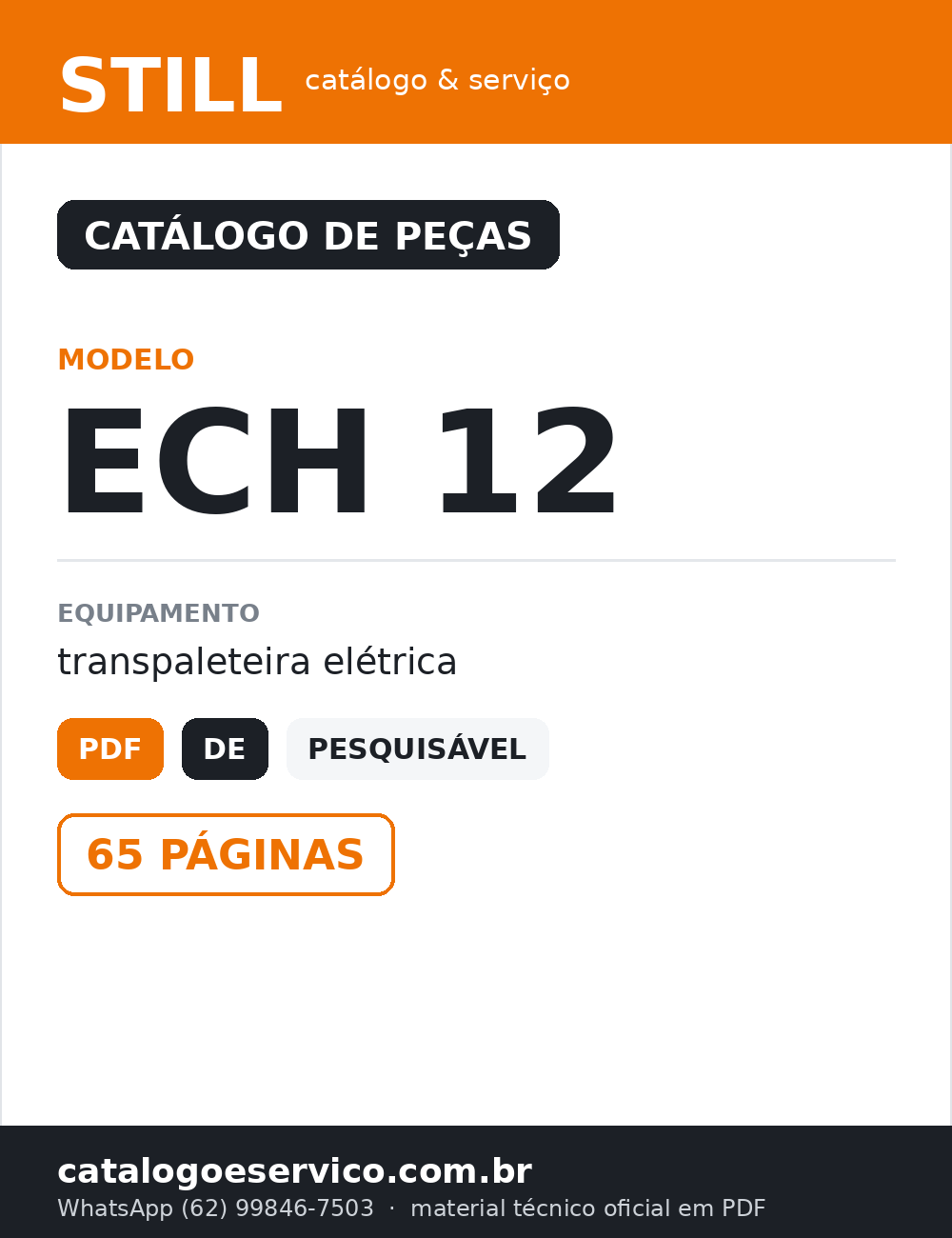 Catálogo de Peças STILL ECH 12 — Transpaleteira elétrica (Alemão)