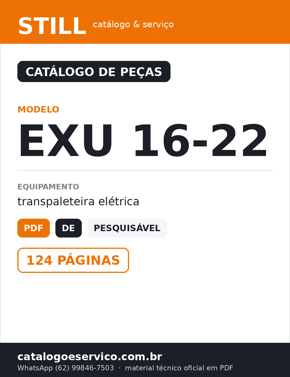 Catálogo de Peças STILL EXU 16-22 — Transpaleteira elétrica (Alemão)