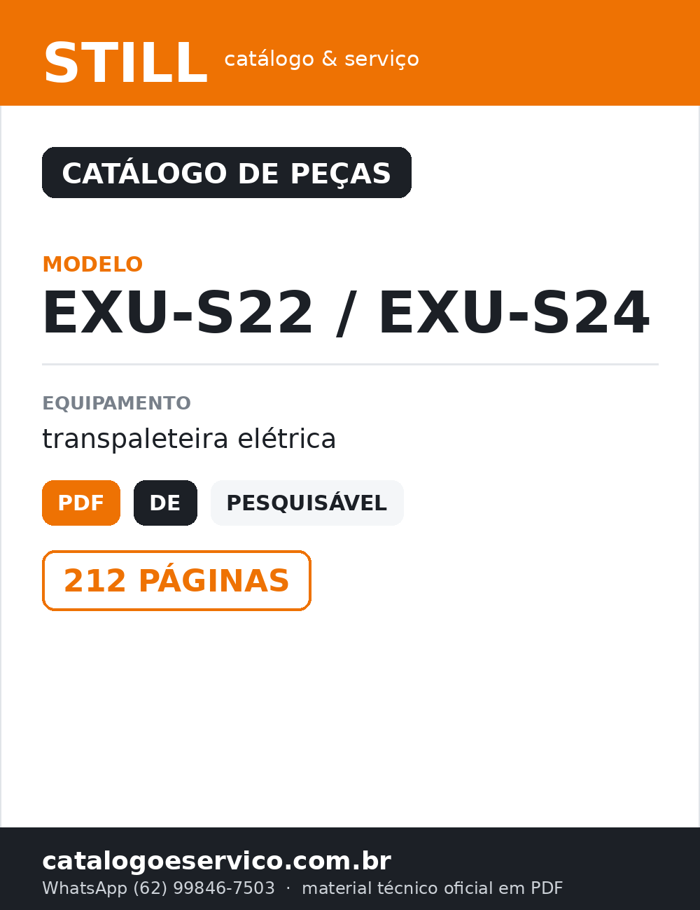 Catálogo de Peças STILL EXU-S22 / EXU-S24 — Transpaleteira elétrica (Alemão)