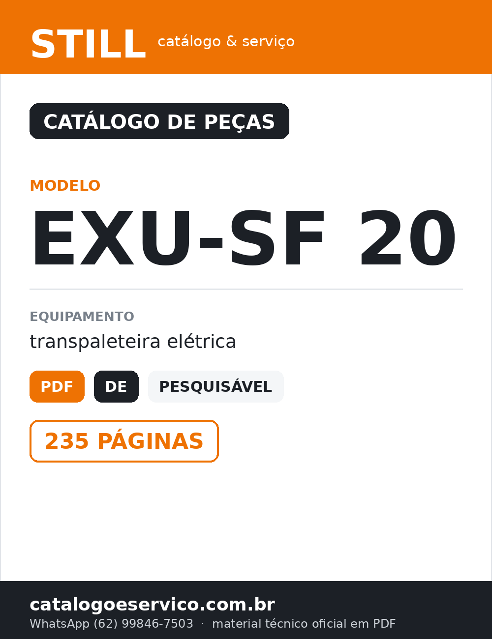 Catálogo de Peças STILL EXU-SF 20 — Transpaleteira elétrica (Alemão)