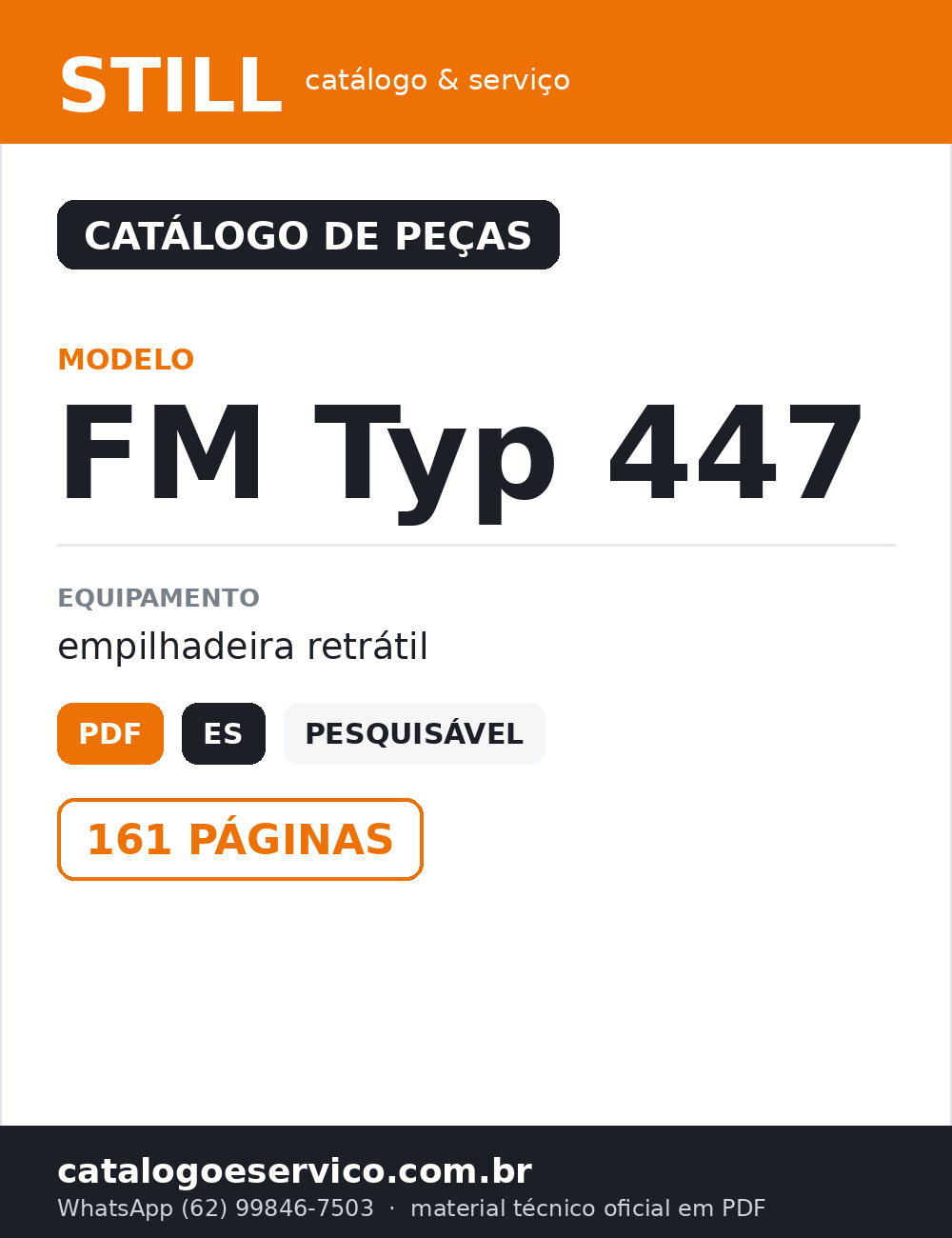 Catálogo de Peças STILL FM Typ 447 — Empilhadeira retrátil (Espanhol)