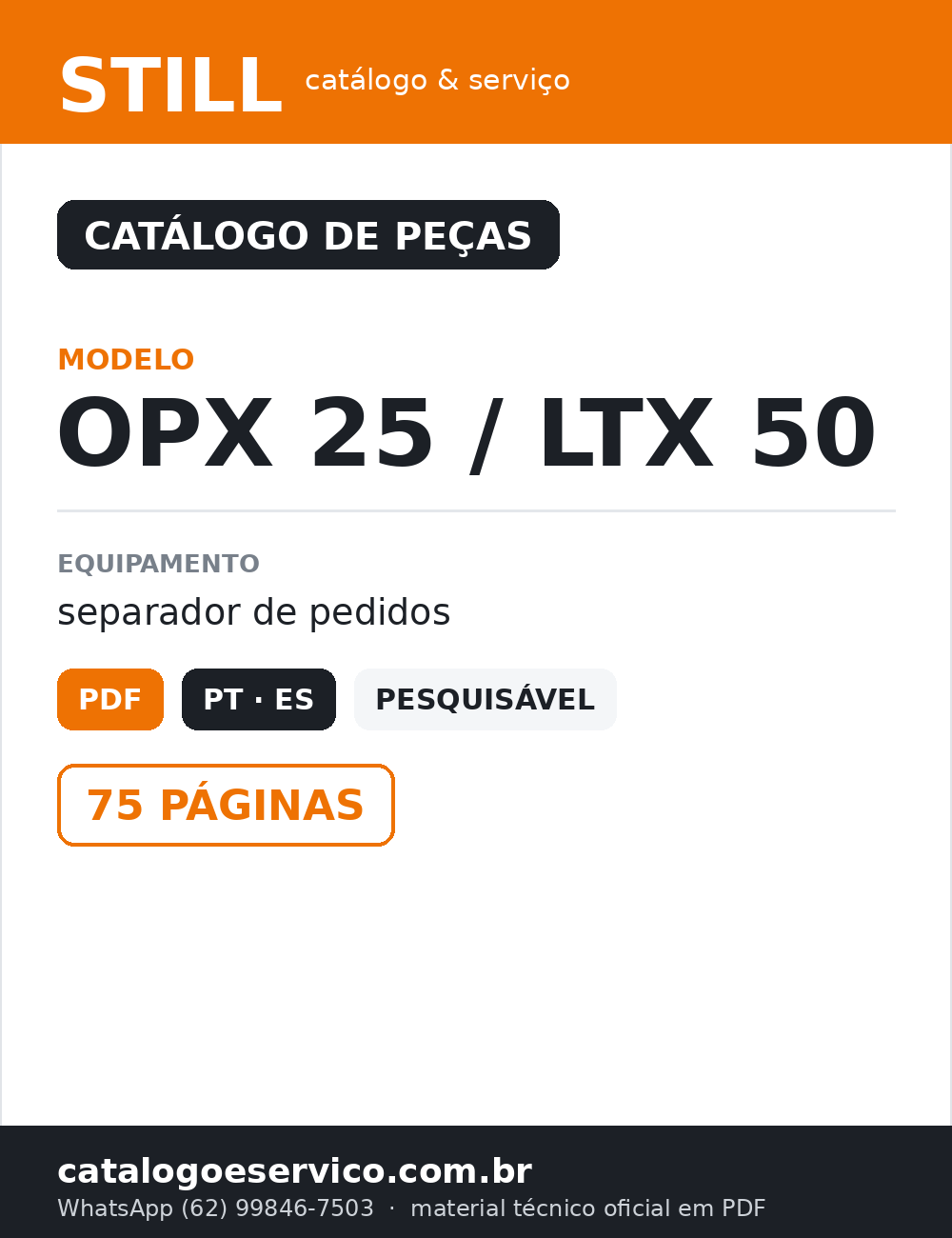 Catálogo de Peças STILL OPX 25 / LTX 50 — Separador de pedidos