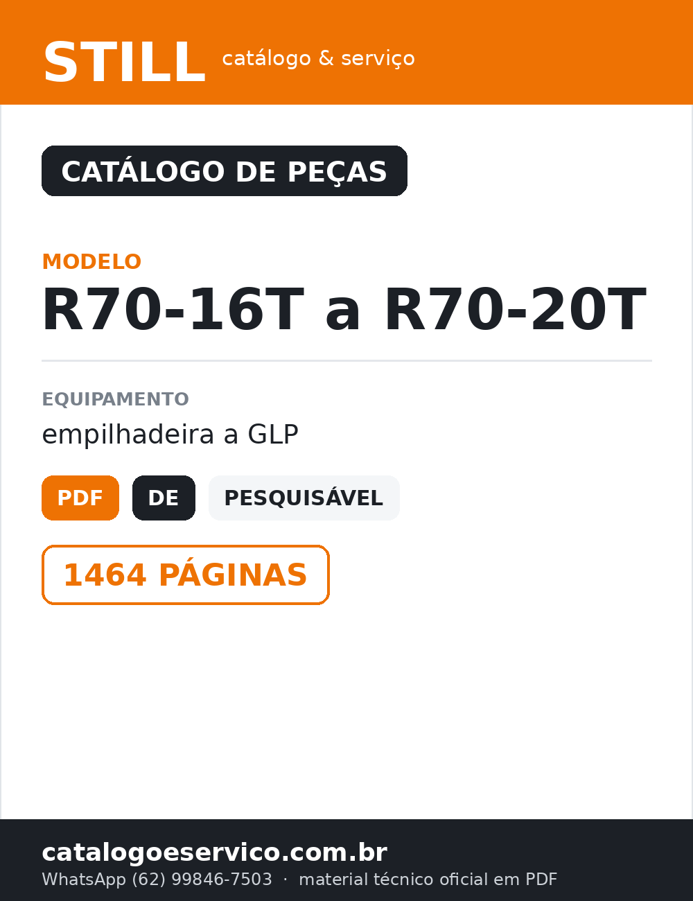 Catálogo de Peças STILL R70-16T a R70-20T — Empilhadeira a GLP (Alemão)