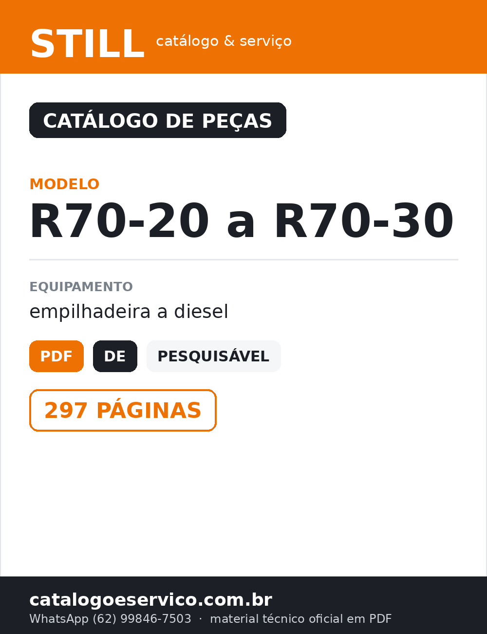 Catálogo de Peças STILL R70-20 a R70-30 — Empilhadeira a diesel (Alemão)