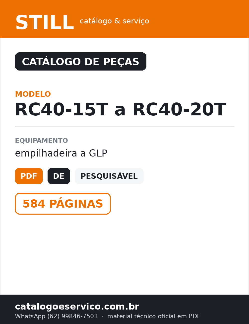 Catálogo de Peças STILL RC40-15T a RC40-20T — Empilhadeira a GLP (Alemão)