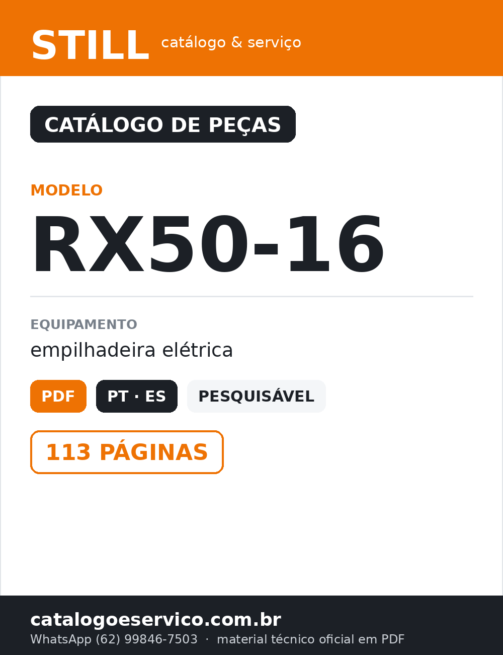Catálogo de Peças STILL RX50-16 — Empilhadeira elétrica