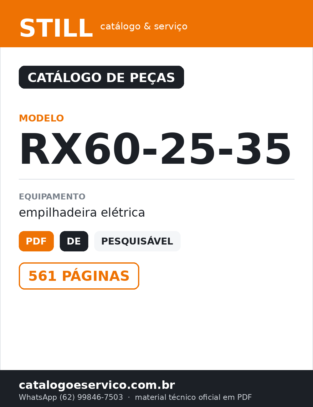 Catálogo de Peças STILL RX60-25-35 — Empilhadeira elétrica (Alemão)