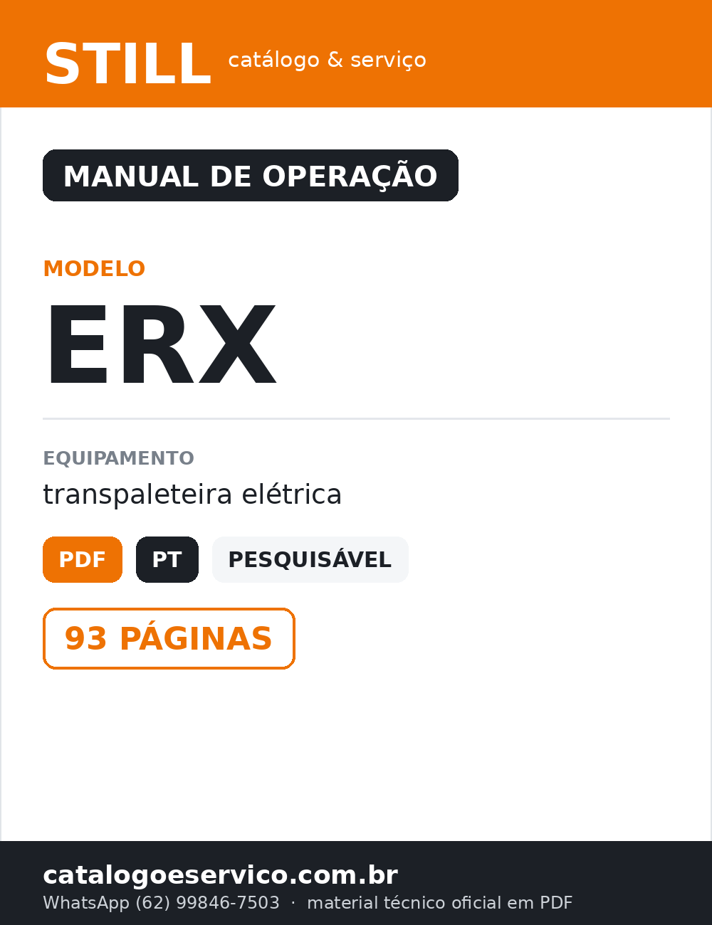 Manual de Operação STILL ERX — Transpaleteira elétrica