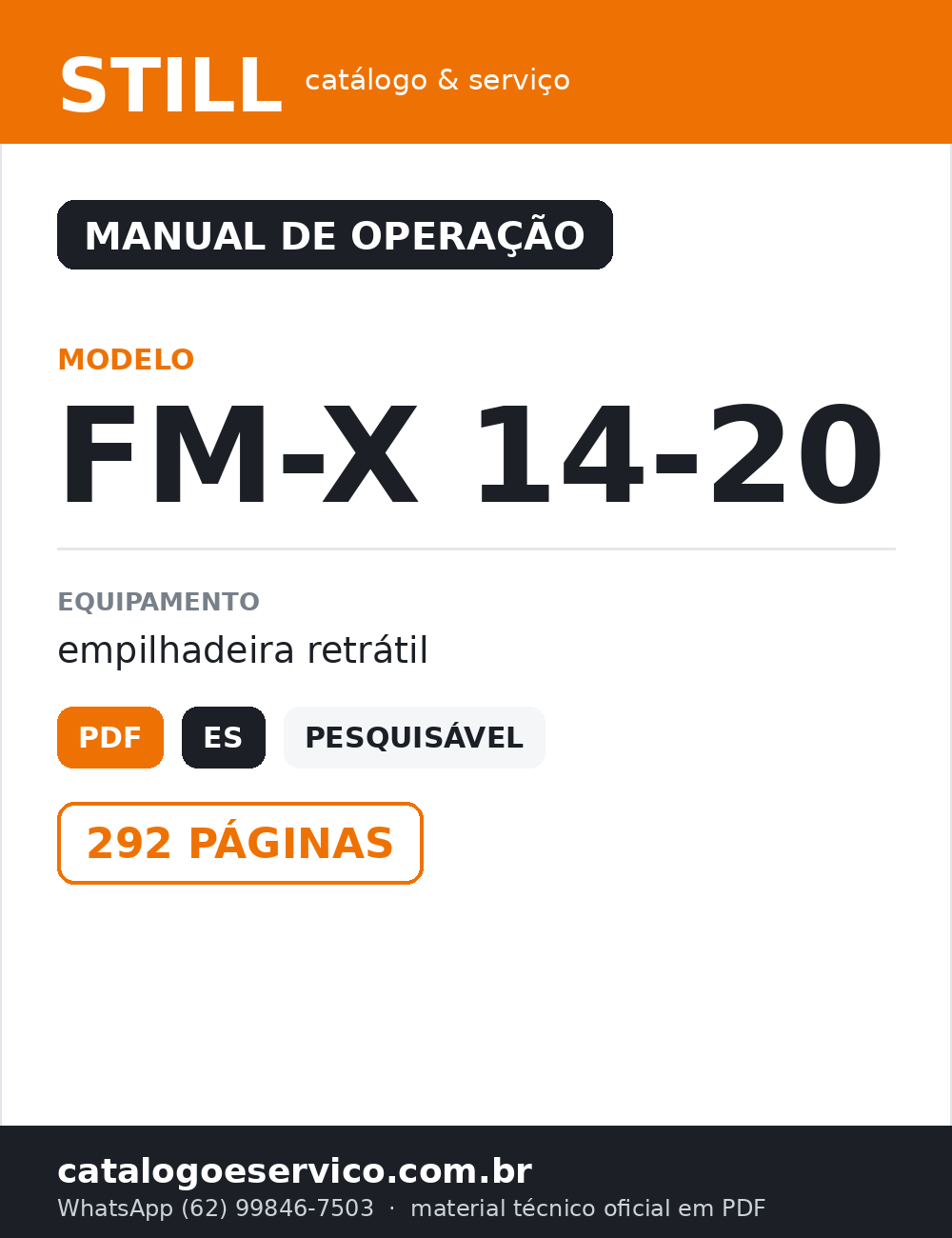 Manual de Operação STILL FM-X 14-20 — Empilhadeira retrátil (Espanhol)