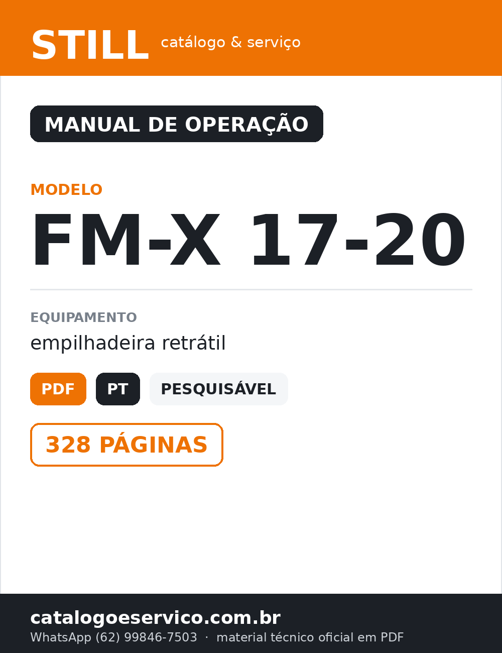 Manual de Operação STILL FM-X 17-20 — Empilhadeira retrátil