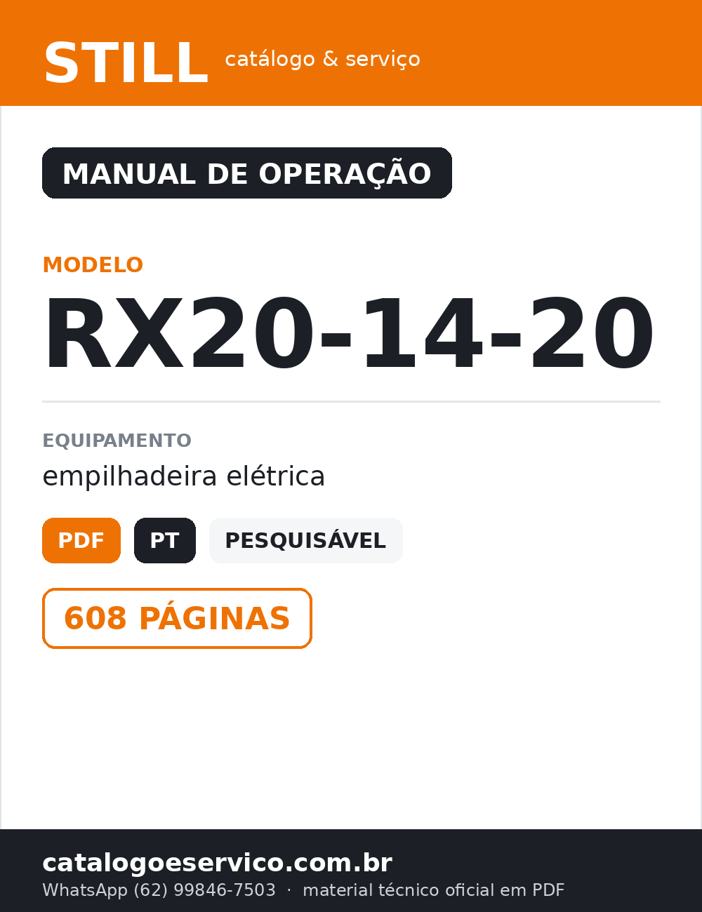 Manual de Operação STILL RX20-14-20 — Empilhadeira elétrica