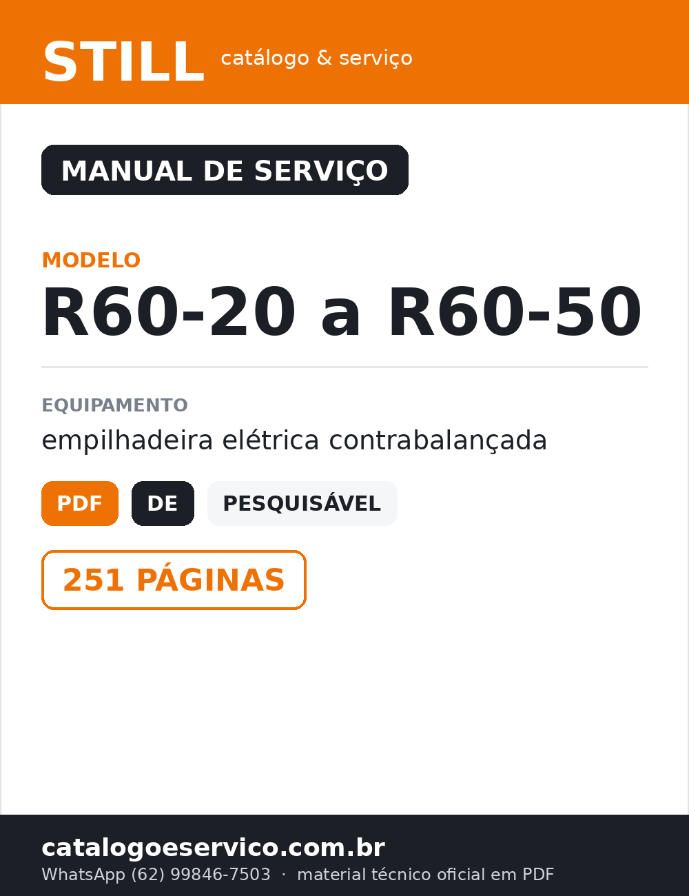 Manual de Serviço STILL R60-20 a R60-50 — Empilhadeira elétrica contrabalançada (Alemão)