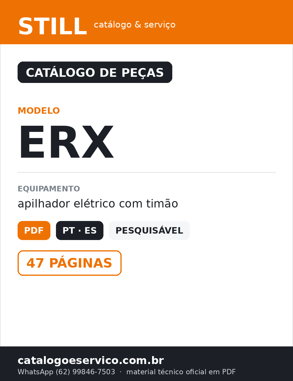 Catálogo de Peças STILL ERX — Apilhador elétrico com timão