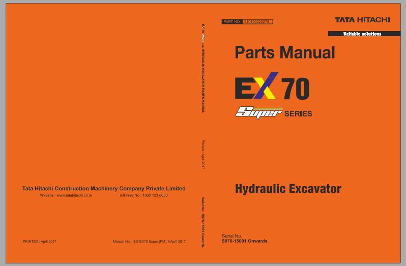 CATALOGO DE PEÇAS PDF ESCAVADEIRA EX70 SUPER SERIES - HITACHI