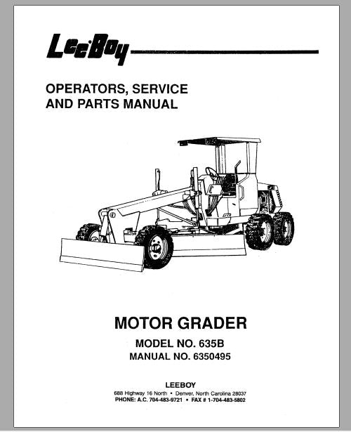 MANUAL DE SERVIÇOS E CATALOGO DE PEÇAS PDF MOTONIVELADORA 635B - LEEBOY