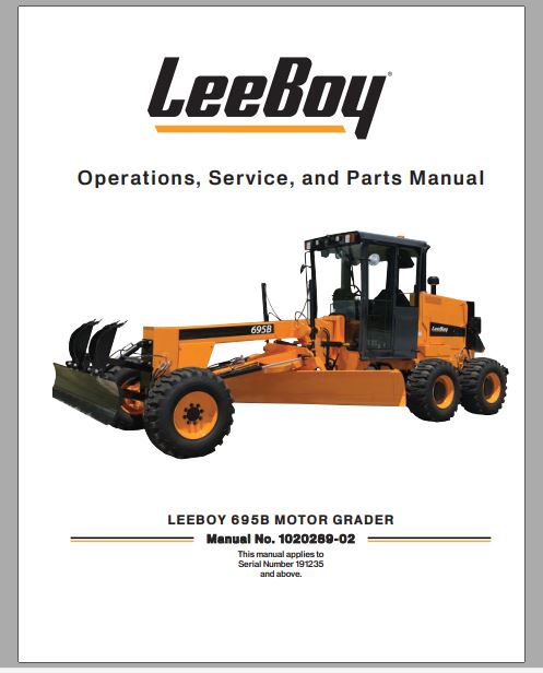 MANUAL DE SERVIÇOS E CATALOGO DE PEÇAS PDF MOTONIVELADORA 695B - LEEBOY