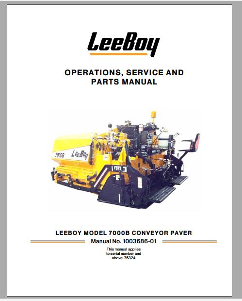 MANUAL DE SERVIÇOS E CATALOGO DE PEÇAS PDF PAVIMENTADORA 7000B - LEEBOY