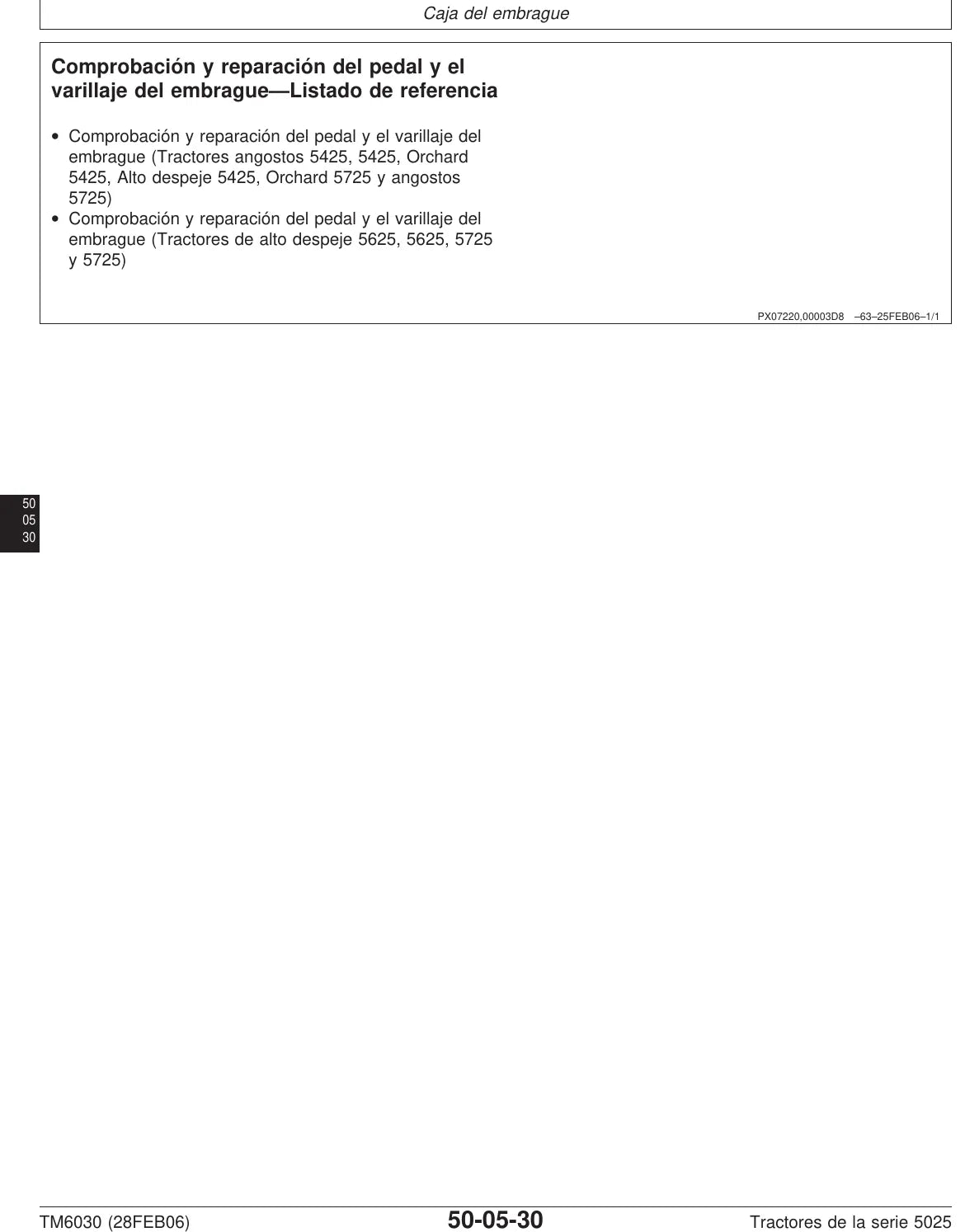 Manual de Serviço John Deere 5425 · 5625 · 5725 — procedimento de serviço (página interna do PDF)