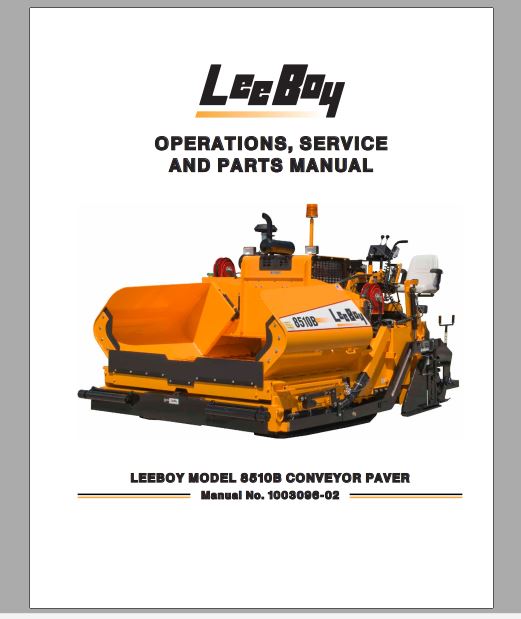 MANUAL DE SERVIÇOS E CATALOGO DE PEÇAS PDF PAVIMENTADORA 8510B - LEEBOY