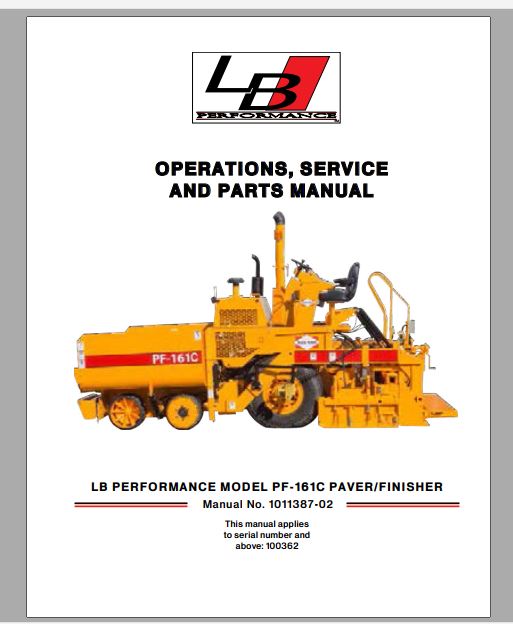 MANUAL DE SERVIÇOS E CATALOGO DE PEÇAS PDF PAVIMENTADORA PF-161C - LEEBOY