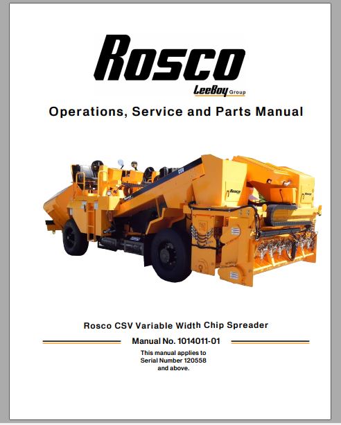 MANUAL DE SERVIÇOS E CATALOGO DE PEÇAS PDF ROSCO CSV - LEEBOY