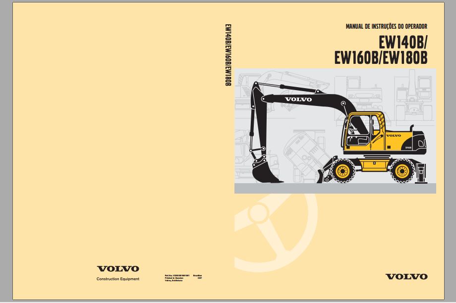 manual de serviço Volvo EW140B EW160B EW180B escavadeira de pneus - PDF com sistema hidráulico e bombas