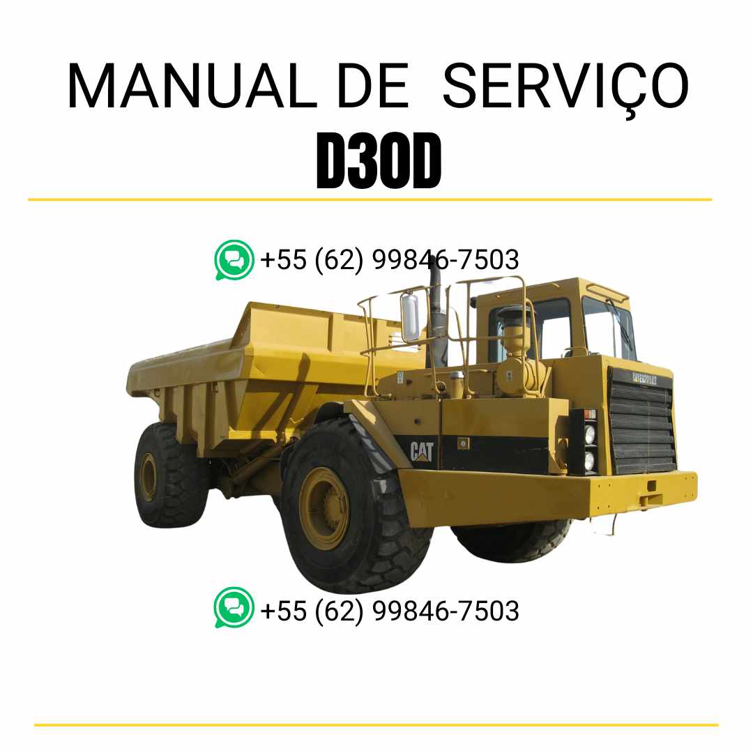 Manual de serviço Caterpillar D30D caminhão articulado em PDF, versão em inglês com guia completo de manutenção e reparos técnicos detalhados