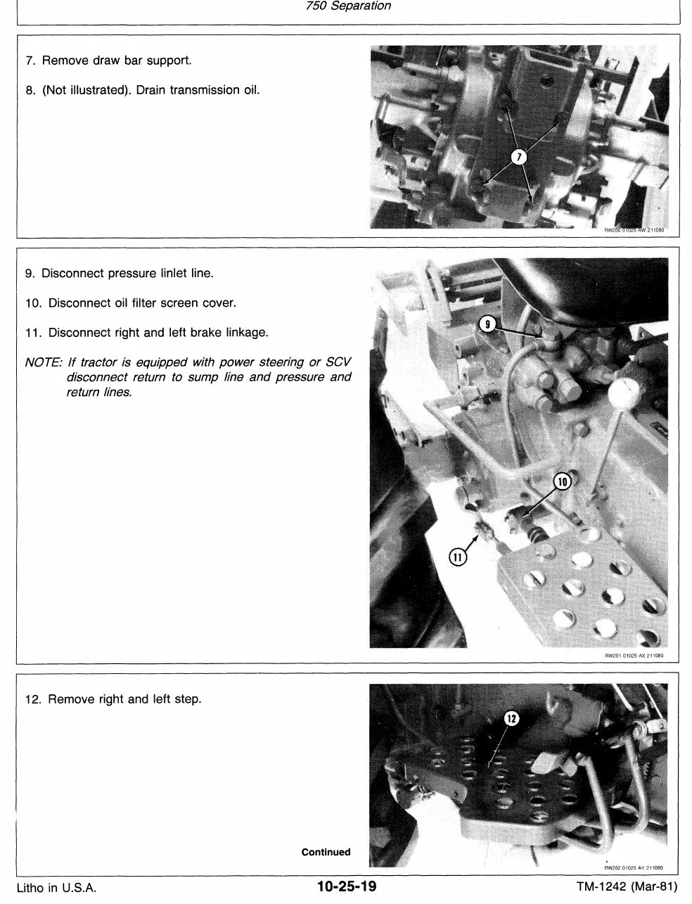 Manual de Serviço John Deere 650 · 750 — diagrama técnico (página interna do PDF)