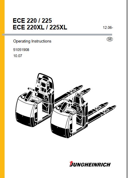 MANUAL DE INSTRUÇÕES PDF TRANSPALETEIRAS ECE 220 XL, 225 XL - JUNGHEINRICH