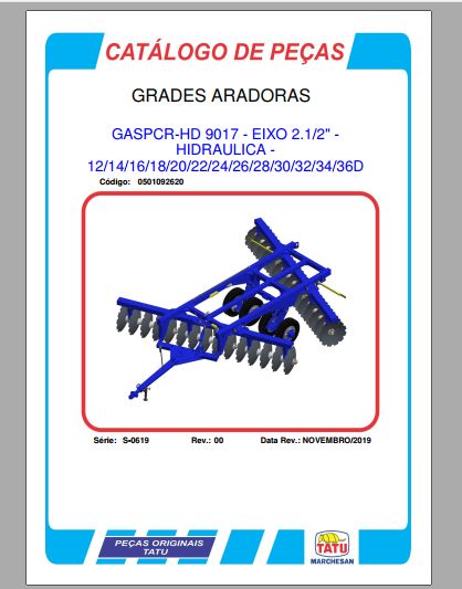 CATALOGO DE PEÇAS PDF GRADES ARADORAS GASPCR-HD 9017 - TATU MARCHESAN